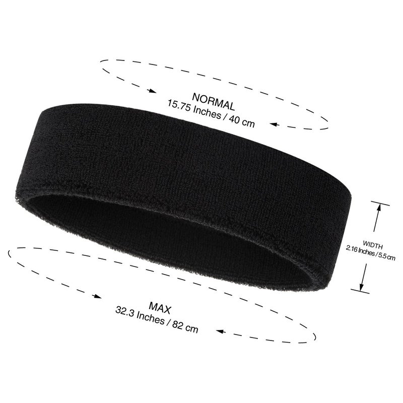 ONUPGO Sweatband Headbands for Men & Women -12PCS Sports Headbands Moisture Wicking Athletic Cotton Terry Cloth Head Band 7.88" x 2.16" - Image 4